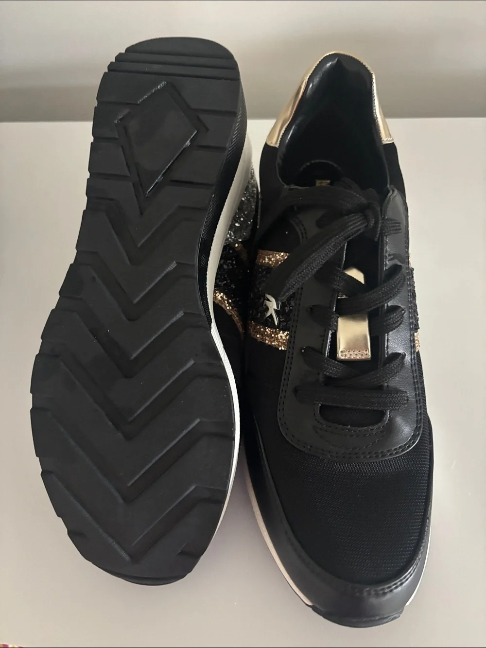 Michael Kors Black Sneakers with Gold Accents